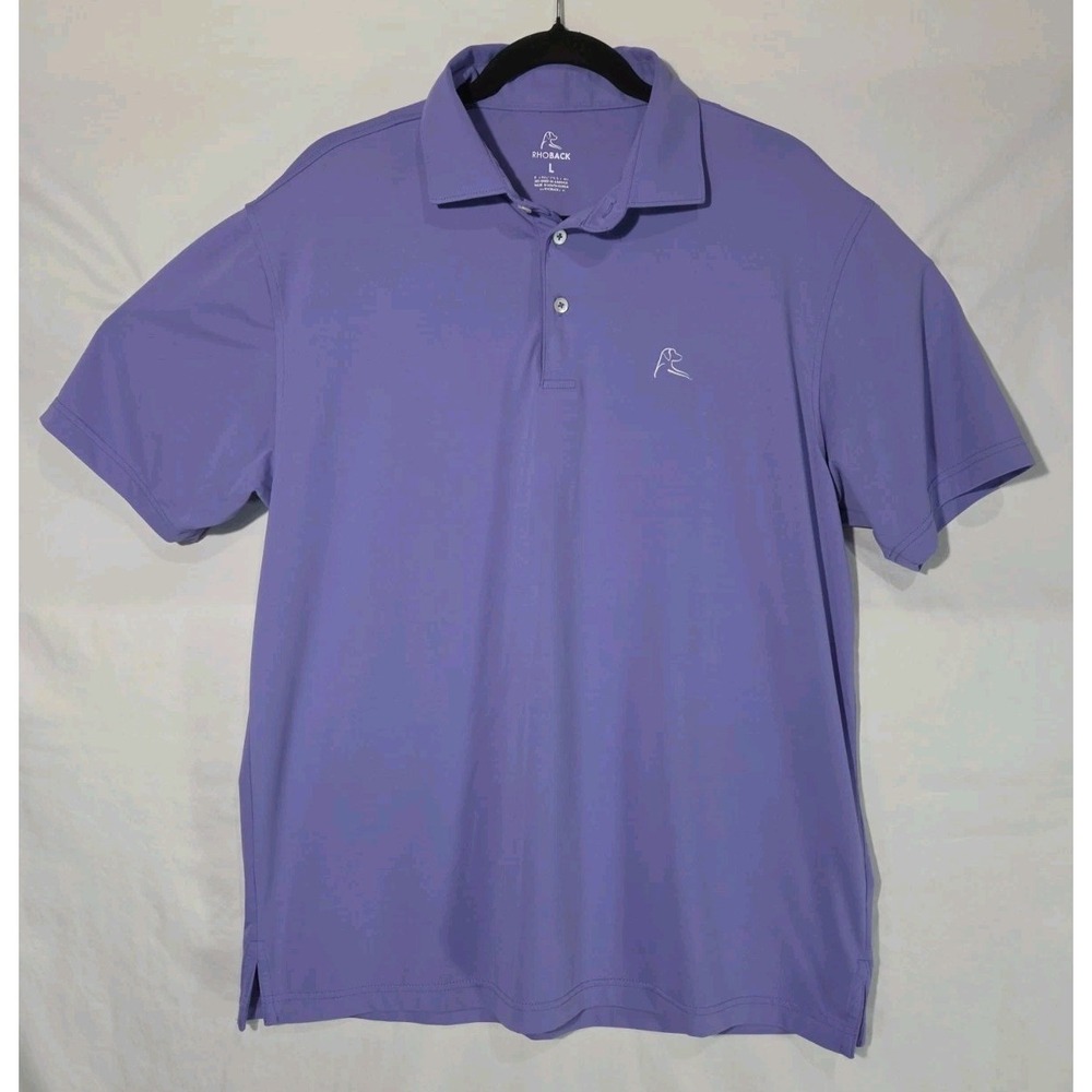 Rhoback Mens Large Solid Purple Lavendar Performance Polo Golf Short Sleeve Prep